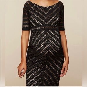 Motherhood Black and White Patterned Midi Dress